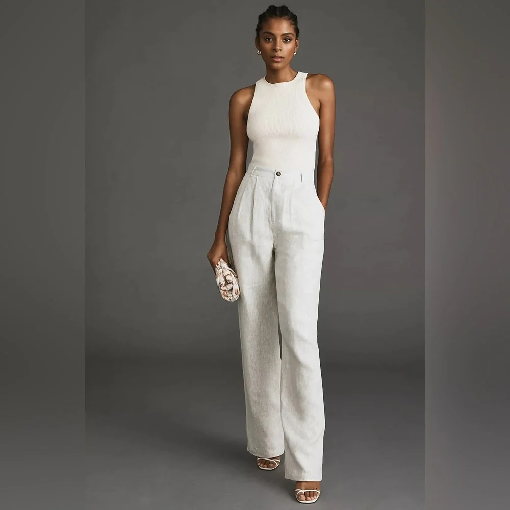 Reformation Light Beige Linen Pants